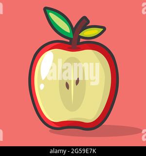 illustration vectorielle de tranche de fruits de pomme de style plat Illustration de Vecteur