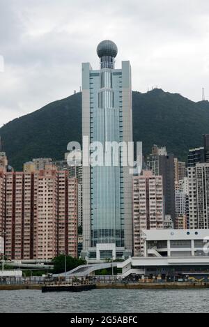 Bureau de liaison du bâtiment du gouvernement populaire central à Sai Ying Pun, Hong Kong. Banque D'Images