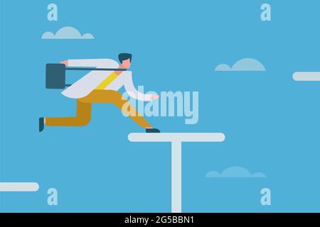 Un homme d'affaires monte en sautant les obstacles Illustration de Vecteur