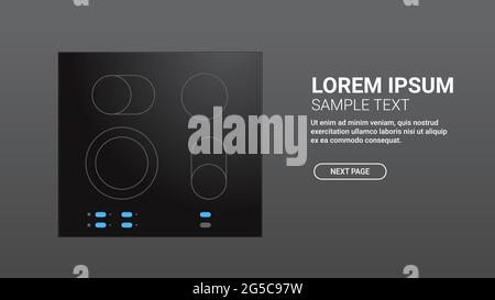 table de cuisson inductive noire avec surface en céramique vue du dessus de la cuisinière électrique équipement domestique appareil domestique Illustration de Vecteur