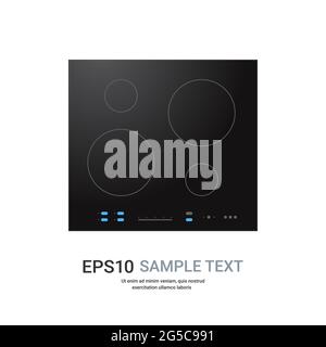 table de cuisson inductive noire avec surface en céramique vue du dessus de la cuisinière électrique équipement domestique appareil domestique Illustration de Vecteur