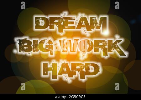 Texte du concept Big Work Hard de Dream sur fond Banque D'Images