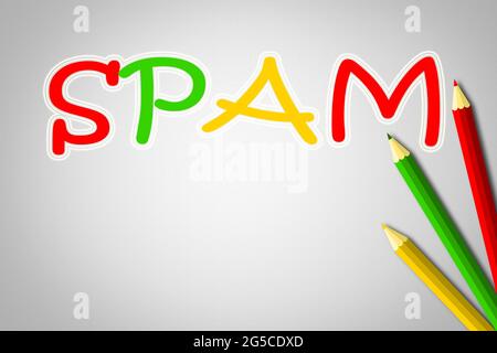 Texte du concept de spam en arrière-plan Banque D'Images