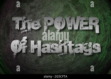 Le pouvoir du concept de hashtags texte sur l'arrière-plan Banque D'Images