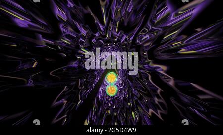 Tunnel lumineux avec réflexions lumineuses illustration 3D 4K UHD Banque D'Images