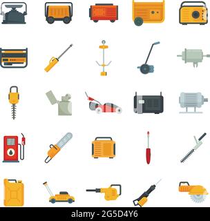 Les icônes des outils à essence définissent un vecteur plat isolé Illustration de Vecteur