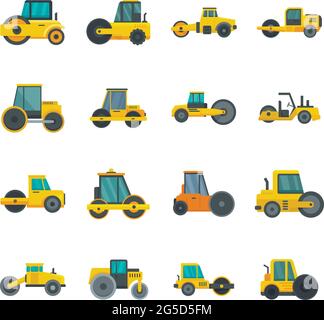 Les icônes de rouleau de route définissent un vecteur plat isolé Illustration de Vecteur