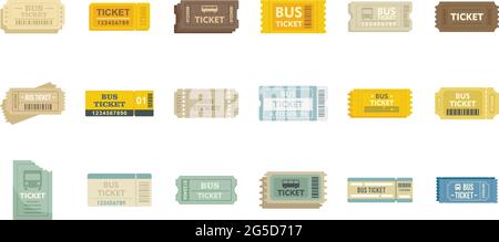 Les icônes d'émission de bus définissent un vecteur plat isolé Illustration de Vecteur