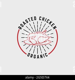 motif de logo de viande de poulet rôti bio inspiré, idéal pour le vecteur de logo de la gamme art bio Illustration de Vecteur