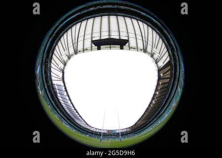 Une vue générale à l'intérieur du terrain avant la finale de la première Gallagher au stade de Twickenham, Londres. Date de la photo: Samedi 26 juin 2021. Banque D'Images