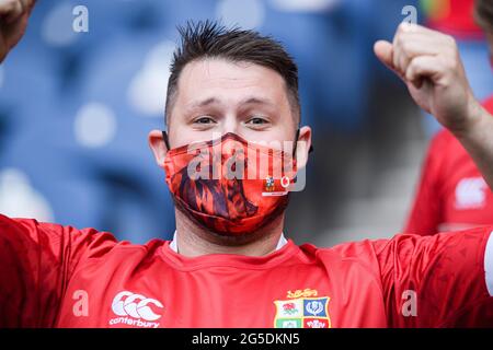 ÉDIMBOURG, ÉCOSSE. 26 juin 2021. Les fans du match de la coupe Lions 1888 entre les Lions britanniques et irlandais et le Japon au stade BT Murrayfield, le samedi 26 juin 2021, À ÉDIMBOURG, EN ÉCOSSE. Credit: Taka G Wu/Alay Live News Banque D'Images