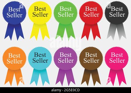 BEST Seller plusieurs couleurs de badges icônes vectorielles Illustration de Vecteur