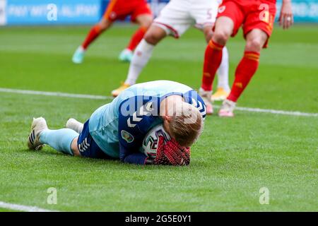 AMSTERDAM, PAYS-BAS - JUIN 26 : gardien de but Kasper Schmeichel du Danemark lors du championnat UEFA Euro 2020 1/8 final match entre le pays de Galles et le Danemark à la Johan Cruijff Arena le 26 juin 2021 à Amsterdam, pays-Bas (photo de Marcel ter Bals/Orange Pictures) Credit: Orange pics BV/Alay Live News Banque D'Images