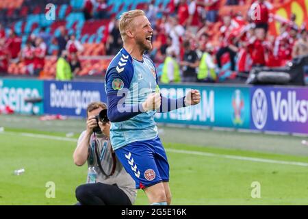 AMSTERDAM, PAYS-BAS - JUIN 26 : gardien de but Kasper Schmeichel du Danemark lors du championnat UEFA Euro 2020 1/8 final match entre le pays de Galles et le Danemark à la Johan Cruijff Arena le 26 juin 2021 à Amsterdam, pays-Bas (photo de Marcel ter Bals/Orange Pictures) Credit: Orange pics BV/Alay Live News Banque D'Images