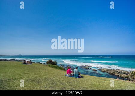 Pique-nique au point d'observation de Hastings, sur la côte nord de la Nouvelle-Galles du Sud, Tweed Shire, Australie Banque D'Images