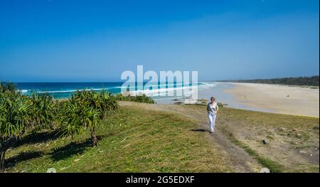 Vue sur la plage de Cudgera depuis Hastings point sur la côte nord de la Nouvelle-Galles du Sud, Tweed Shire, Australie Banque D'Images