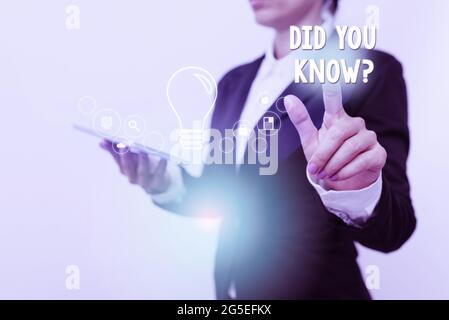 Rédaction de texte d'affichage saviez-vous question. Concept signifie lorsque vous demandez à quelqu'un s'il connaît des faits ou des affaires d'inspiration d'événement Banque D'Images