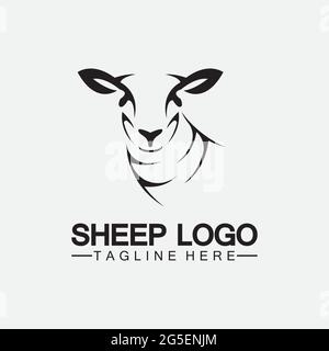 Modèle de conception d'illustration de l'icône vectorielle du logo de la tête de mouton Illustration de Vecteur