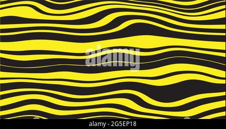 Lignes de zigzag horizontales ondulées noires aléatoires avec courbes ondulées isolées sur fond jaune Illustration de Vecteur