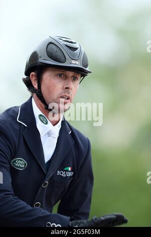 Ben MAHER (GBR) à cheval BLEU-GINGEMBRE, Longines Global Champions Tour, Grand Prix de Paris Prix de Paris pendant le Longines Paris Eiffel Jumping 2021, Longines Global Champions Tour Equestrian CSI 5 le 26 juin 2021 au champ de Mars à Paris, France - photo Christophe Bricot / DPPI Banque D'Images