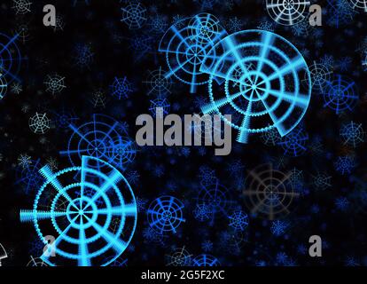 En bleu, un arrière-plan technologique texturé est un rendu fractal. Banque D'Images