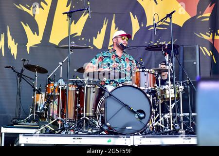 26 juin 2021 - Orange County, Californie - le groupe Pacific Dub sur scène au Summer Roots Festival. Crédit photo : Ken Howard Images, Alay Banque D'Images