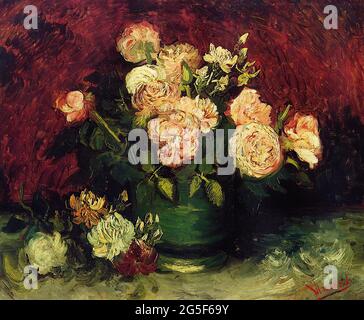 Vincent Van Gogh - bol avec roses Peonies 1886 Banque D'Images