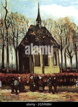 Vincent Van Gogh - Congrégation quittant l'église réformée Nuenen 1884 Banque D'Images