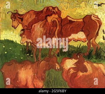 Vincent Van Gogh - vaches 1890 Banque D'Images