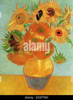 Vincent Van Gogh - vase STILL Life avec douze Sunflowers 1 C 1889 Banque D'Images