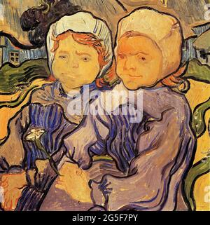 Vincent Van Gogh - deux enfants 1890 Banque D'Images