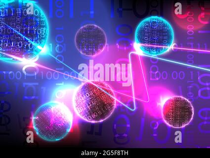 Numéro de technologie futuriste et arrière-plan de sphère. Lumière néon et laser. Illustrateur vectoriel Illustration de Vecteur