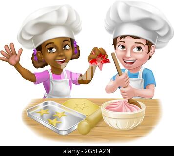 Dessin animé pour filles et garçons Chef d'enfant Cook pour enfants Illustration de Vecteur