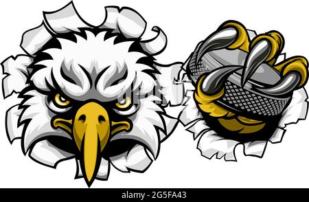 Joueur de Hockey sur Glace Eagle Sports Animal Mascot Illustration de Vecteur