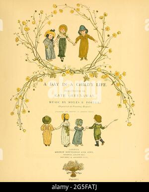 Une journée dans la vie d'un enfant illustrée par Kate Greenaway. Musique de Myles Birket Foster, publiée à Londres et à New York par George Routledge and Sons en 1881 Banque D'Images