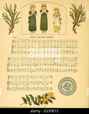 Une journée dans la vie d'un enfant illustrée par Kate Greenaway. Musique de Myles Birket Foster, publiée à Londres et à New York par George Routledge and Sons en 1881 Banque D'Images