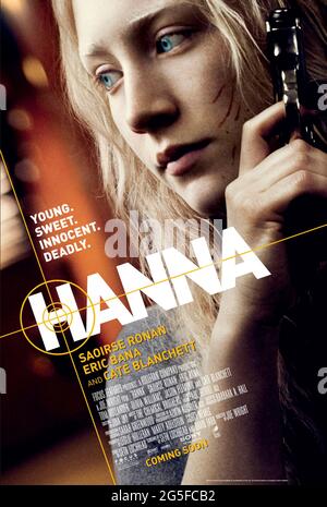 Hanna (2011) dirigée par Joe Wright et mettant en vedette Saoirse Ronan, Cate Blanchett et Eric Bana. Une adolescente qui a été élevée par son père pour être l'assassin parfait est envoyée dans une mission à travers l'Europe, suivie par un agent de renseignement impitoyable et ses agents. Banque D'Images