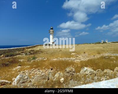 Faro de Cap de Barbaría, Formentera, Iles Baléares Banque D'Images