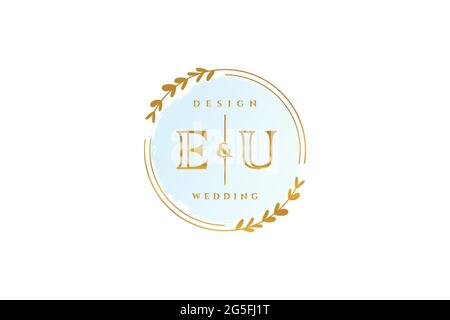 Eu beauté monogramme et élégant logo design écriture logo de la signature initiale, mariage, mode, floral et botanique avec modèle créatif. Illustration de Vecteur