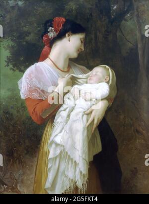 William-Adolphe Bouguereau (1825-1905) - admiration maternelle 1869 Banque D'Images