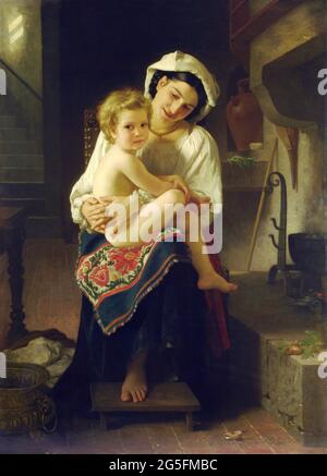 William-Adolphe Bouguereau (1825-1905) - la jeune mère regarde son enfant 1871 Banque D'Images