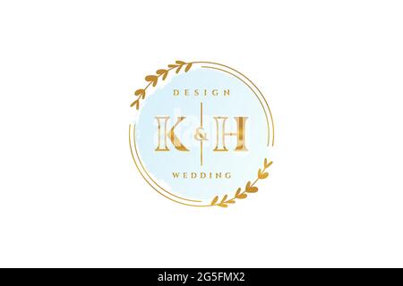 KH beauté monogramme et élégant logo design écriture logo de la signature initiale, mariage, mode, floral et botanique avec modèle créatif. Illustration de Vecteur