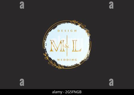 ML beauté monogramme et élégant logo design écriture logo de la signature initiale, mariage, mode, floral et botanique avec modèle créatif. Illustration de Vecteur