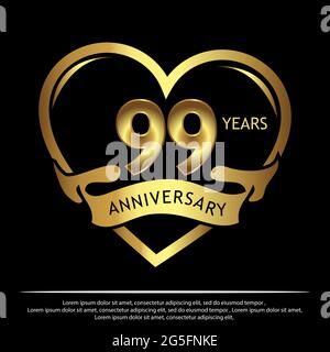 99 ans anniversaire or. Anniversaire modèle design pour le web, jeu, poster créatif, brochure, dépliant, prospectus, Magazine, carte d'invitation - Vector Illustration de Vecteur