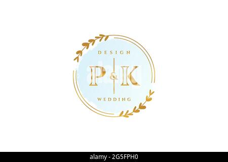 PK beauté monogramme et élégant logo design écriture logo de la signature initiale, mariage, mode, floral et botanique avec modèle créatif. Illustration de Vecteur