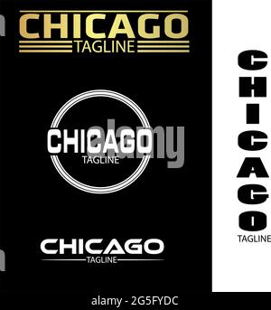 Chicago typographie ensemble, motifs plats. Illustration de Vecteur