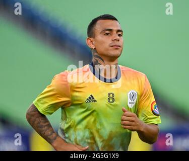 Nashville, Tennessee, États-Unis. 26 juin 2021. Nashville Forward, Randall Leal (8), pendant le match MLS entre CF Montréal et Nashville SC au Nissan Stadium de Nashville, TN. Kevin Langley/CSM/Alamy Live News Banque D'Images