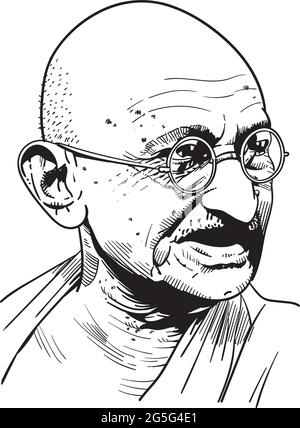 Mohandas Karamchand Gandhi était un avocat indien, nationaliste anti-colonial et éthicien politique. Vecteur Illustration de Vecteur