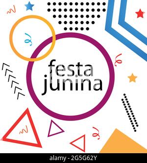 Design vectoriel Festa junina avec arrière-plan memphis Illustration de Vecteur