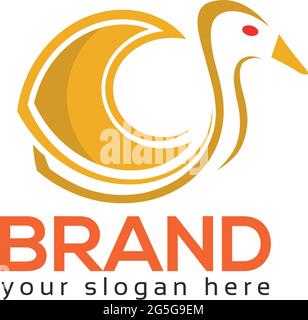 Modèle de logo canard, canard orange Illustration de Vecteur